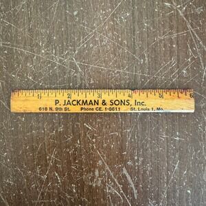 P. Jackman & Sons St. Louis MO Woolen & Tailor's Supplies 6" advertising‎ ruler